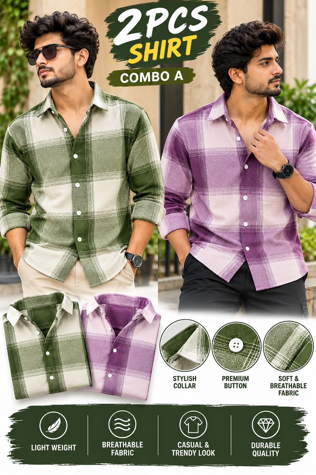 2PCS FLANNEL SHIRT