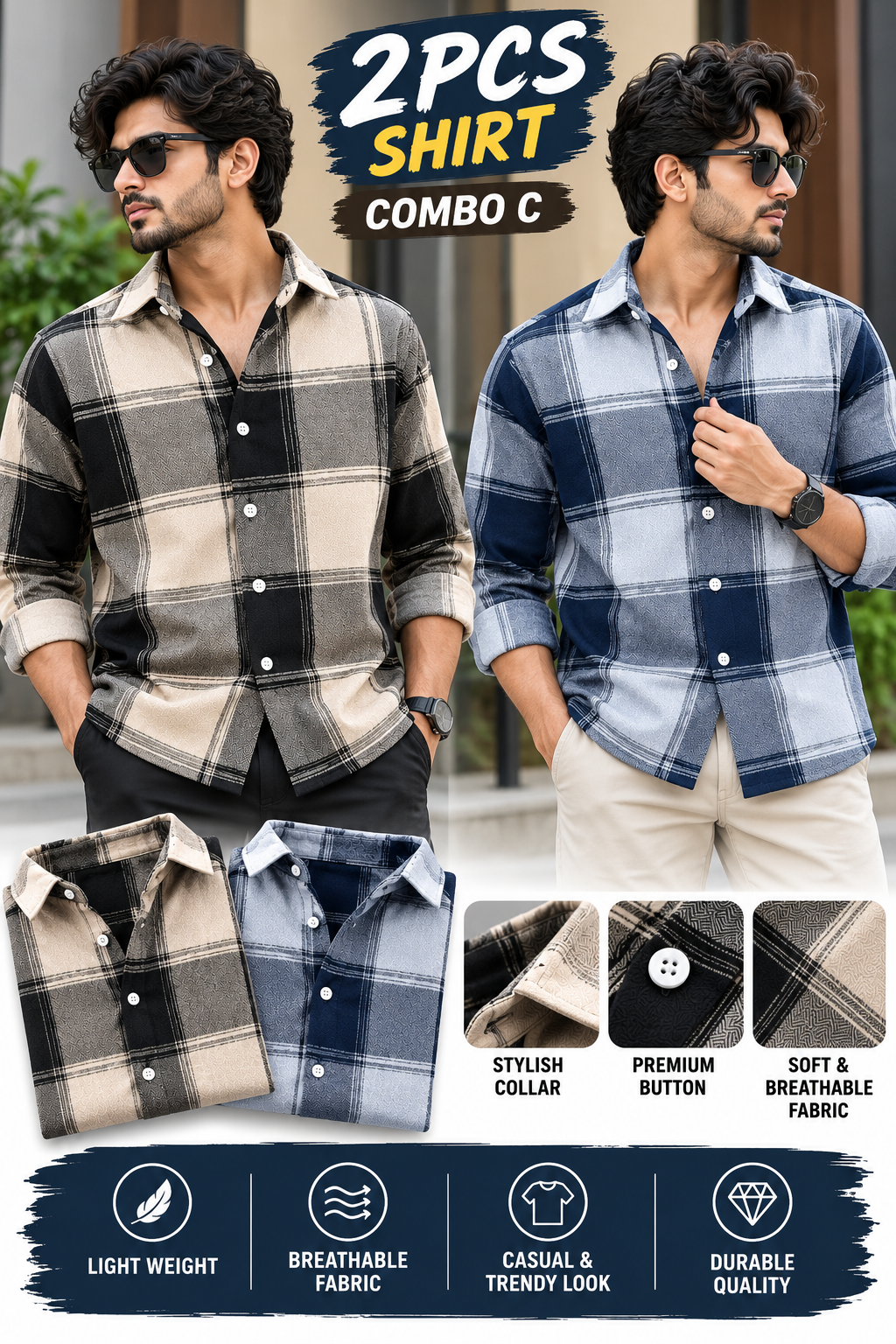 2PCS FLANNEL SHIRT