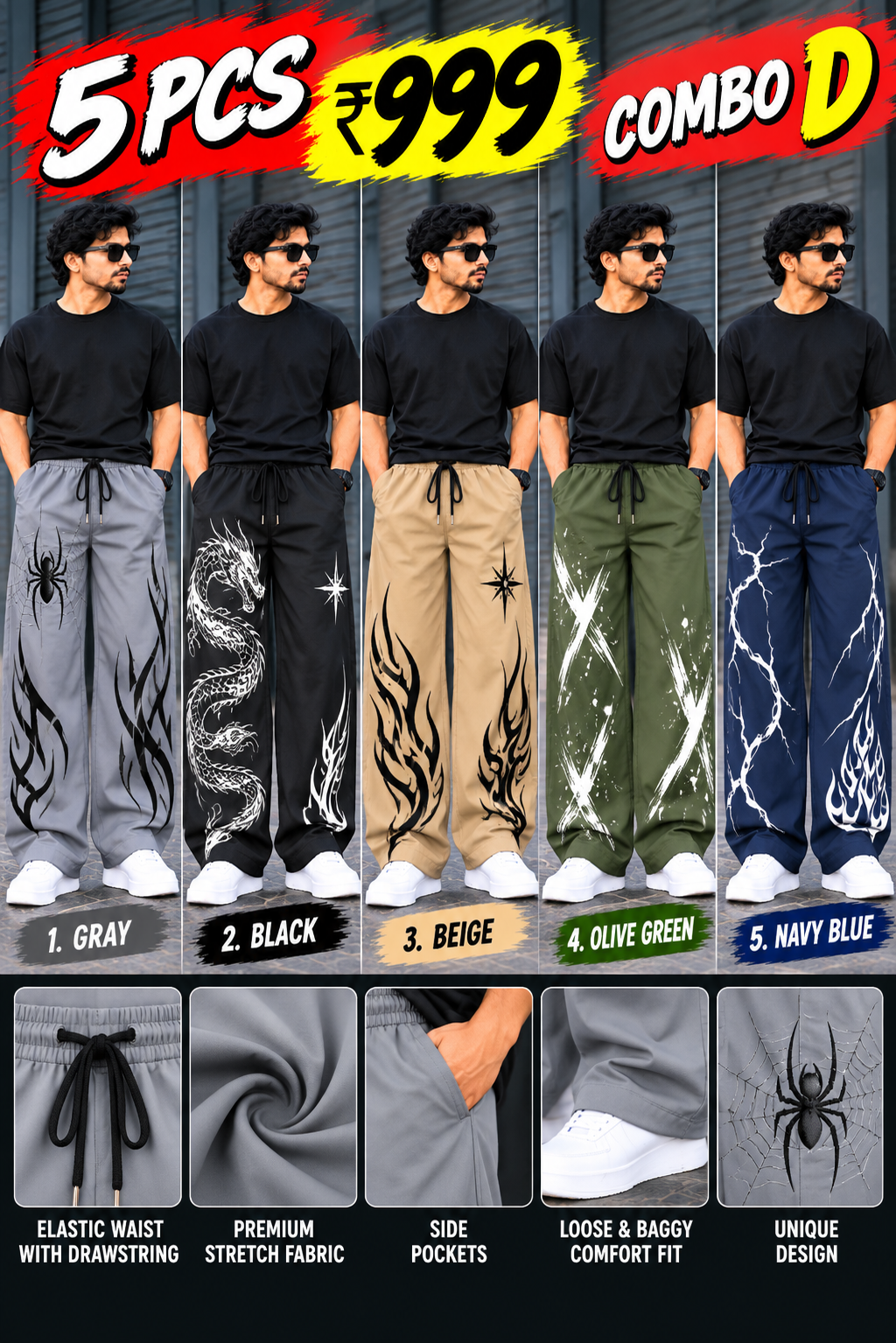 DRAGON BAGGY- 5 PCS
