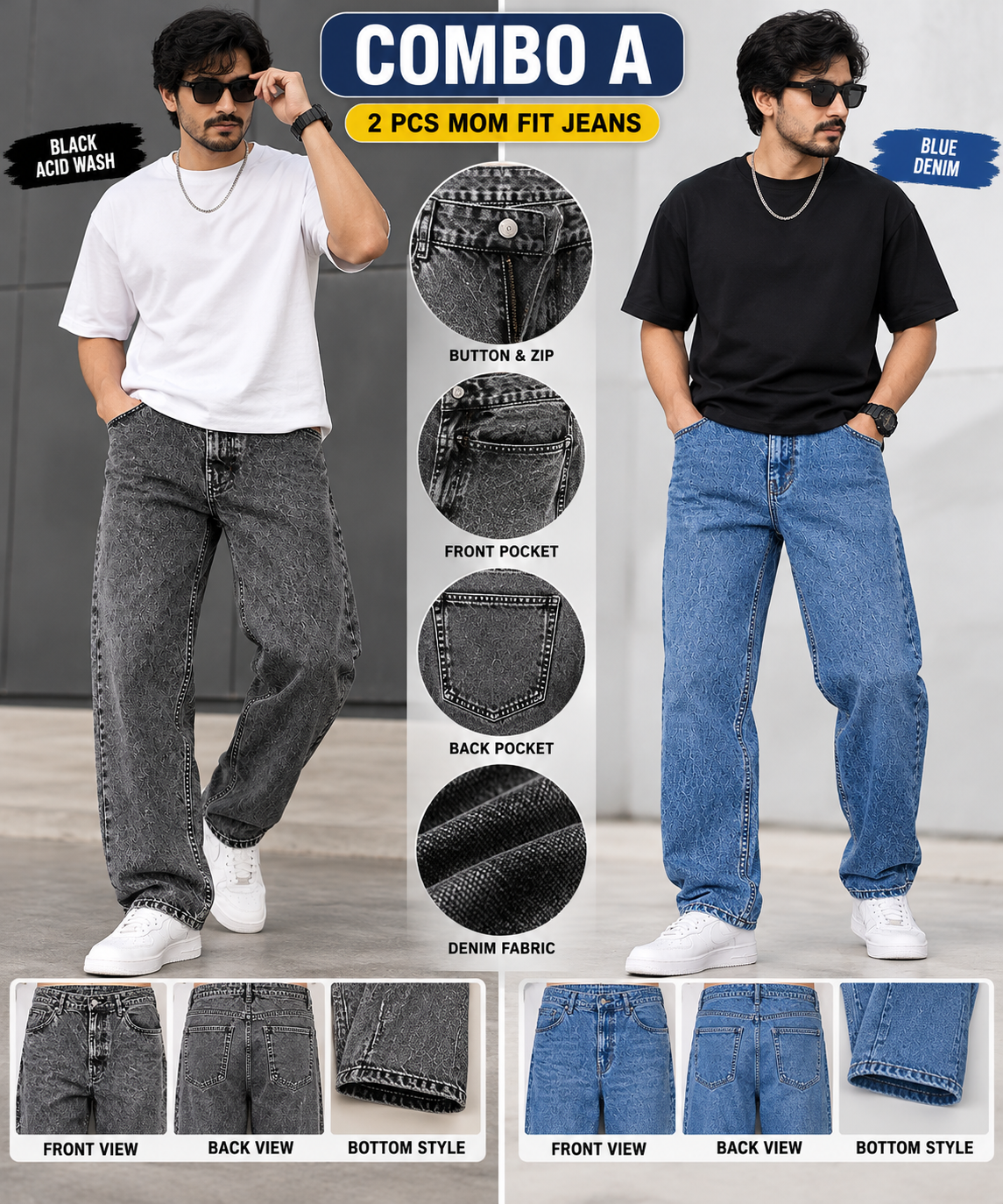 2PCS MOM FIT JEANS