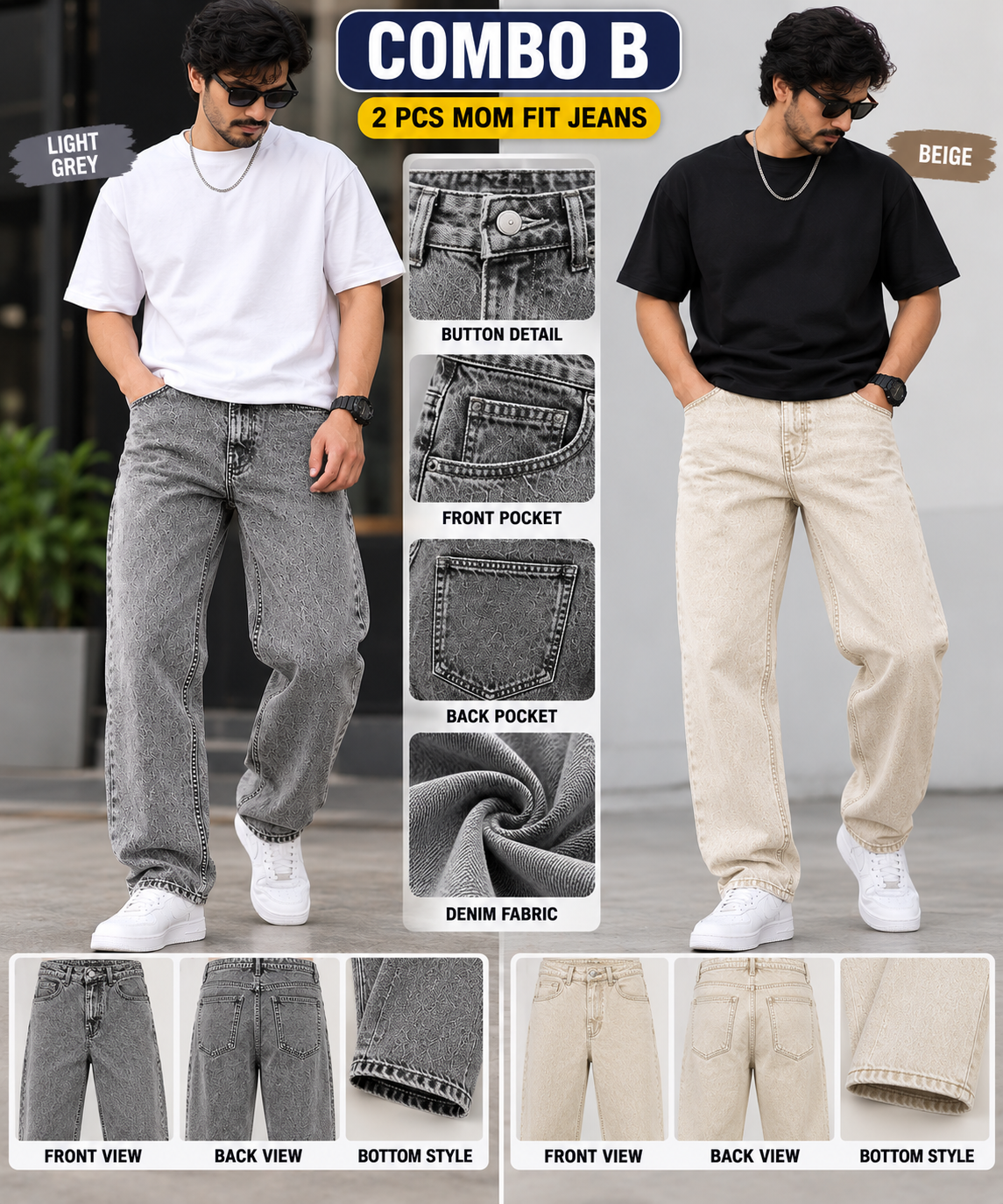 2PCS MOM FIT JEANS
