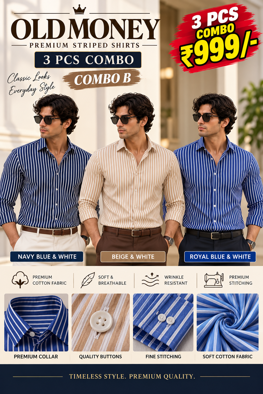3PCS STRIPED SHIRT