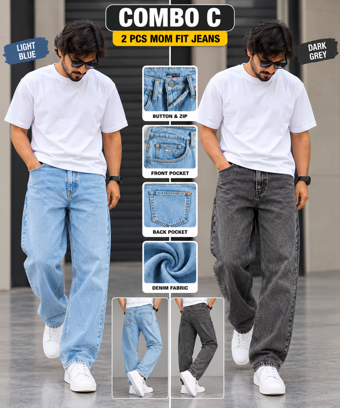 2PCS MOM FIT JEANS