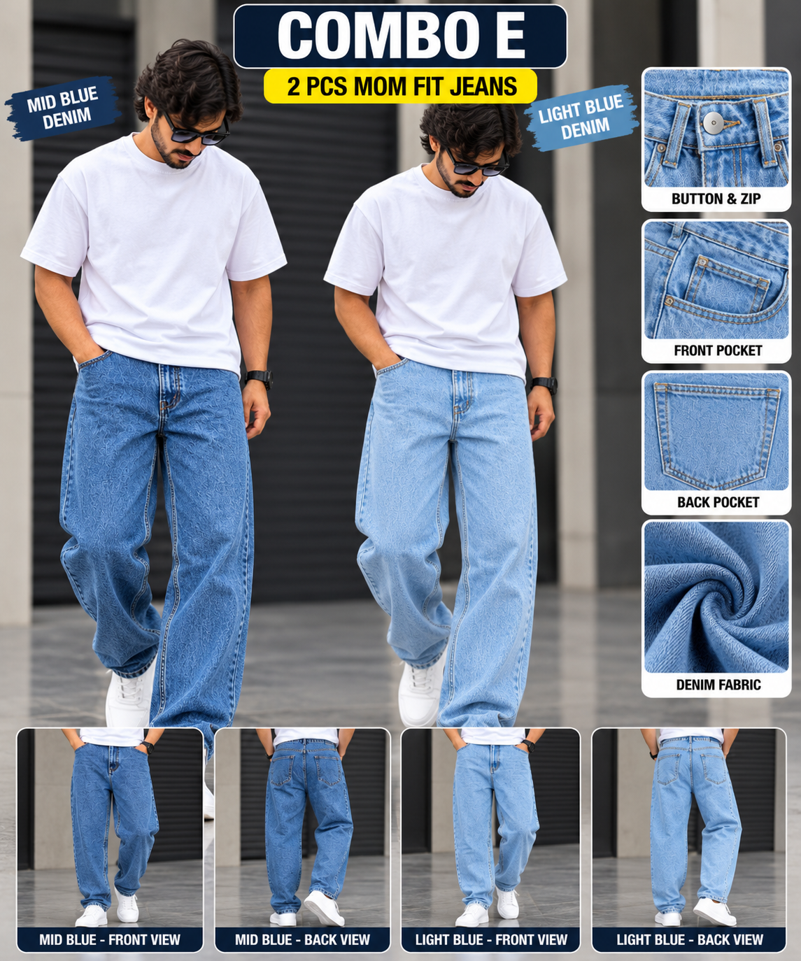 2PCS MOM FIT JEANS