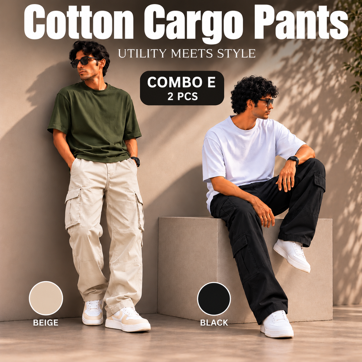 2PCS COTTON CARGO PANT