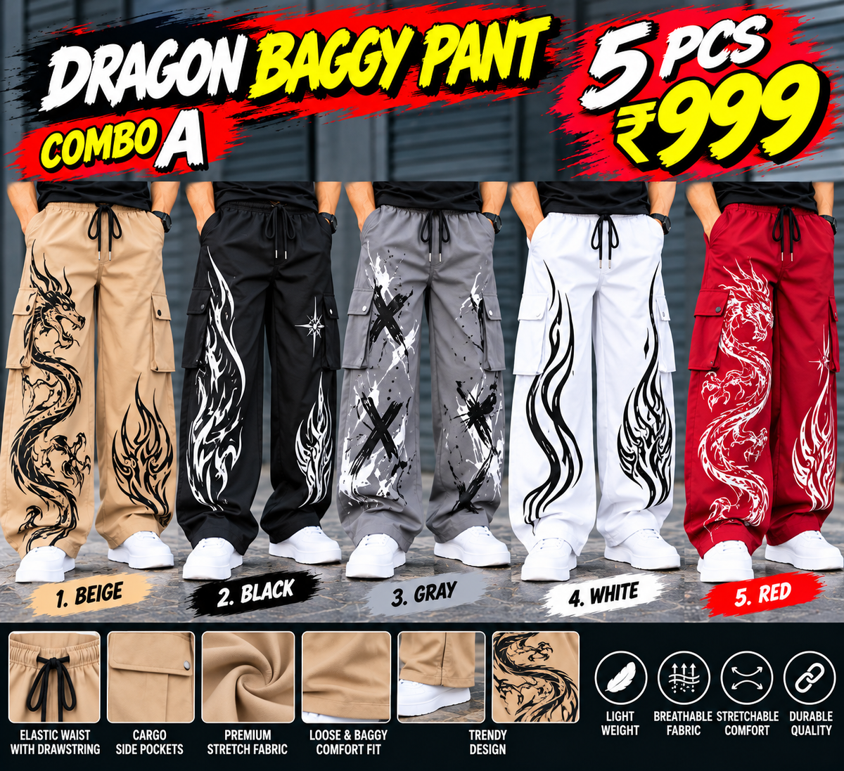 DRAGON BAGGY- 5 PCS