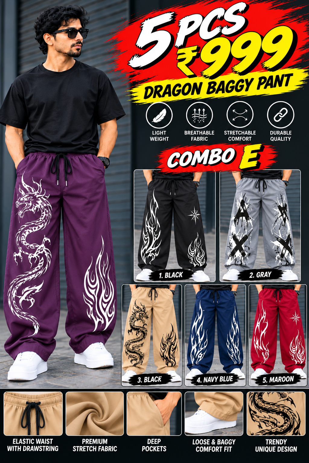 DRAGON BAGGY- 5 PCS