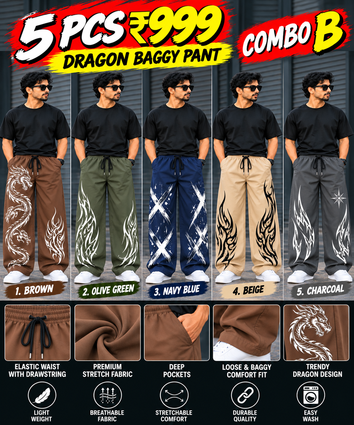 DRAGON BAGGY- 5 PCS