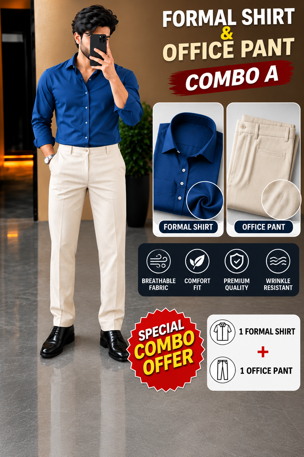 FORMEL SHIRT & OFFICE PANT COMBO