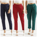 Women Cotton Pant Elasticated Waist Regular Slim Fit Trouser, Pocket Pants for Office School Formal Casual Daily Use (Copy)