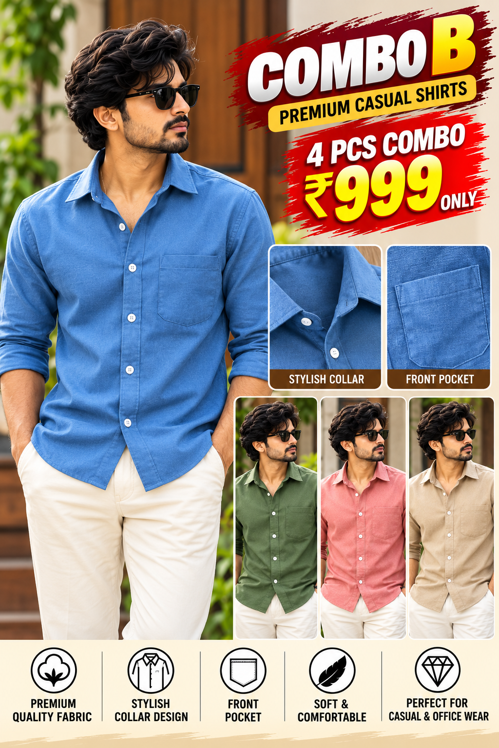 4PCS PLAIN SHIRT COMBO