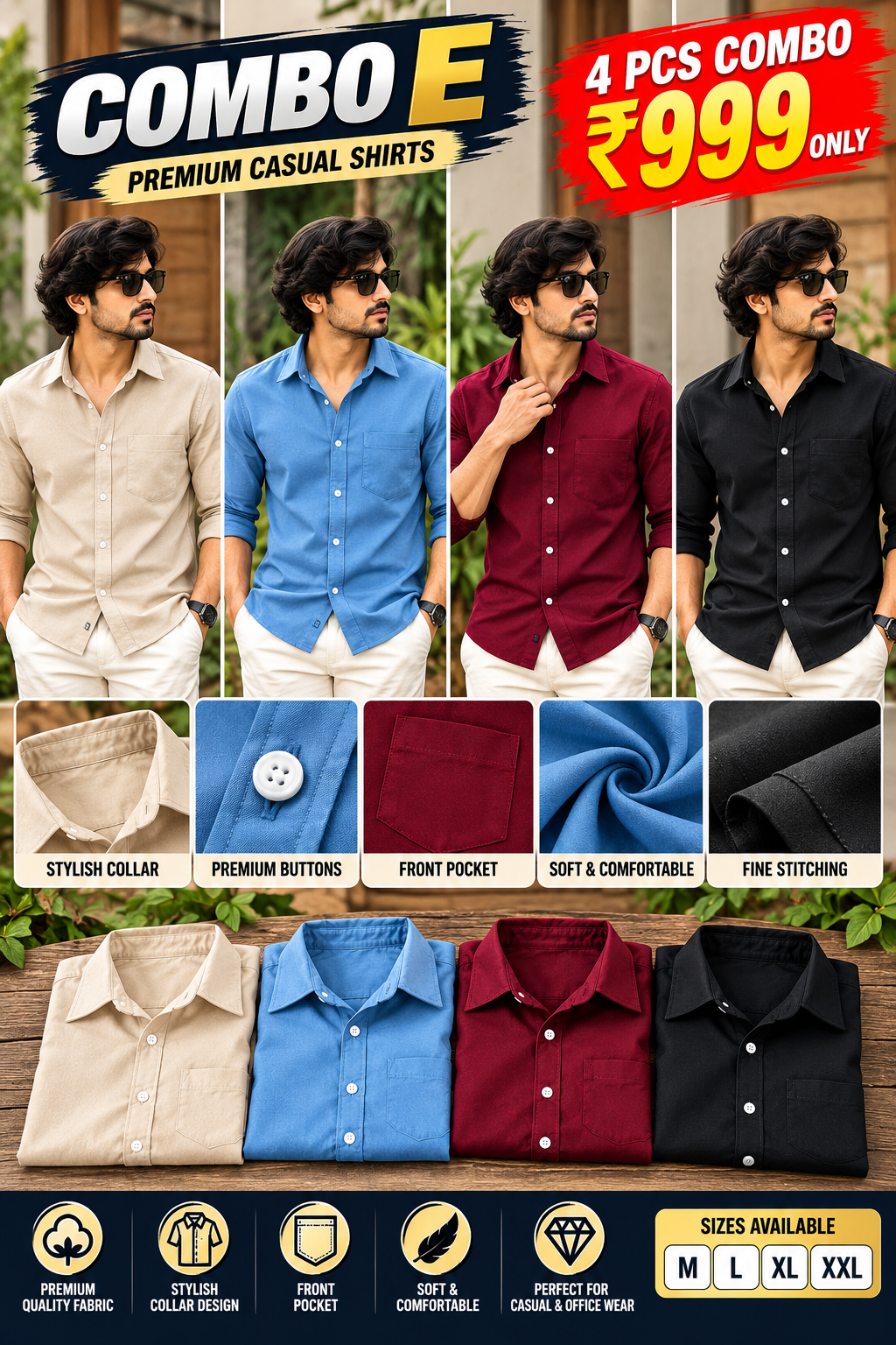4PCS PLAIN SHIRT COMBO