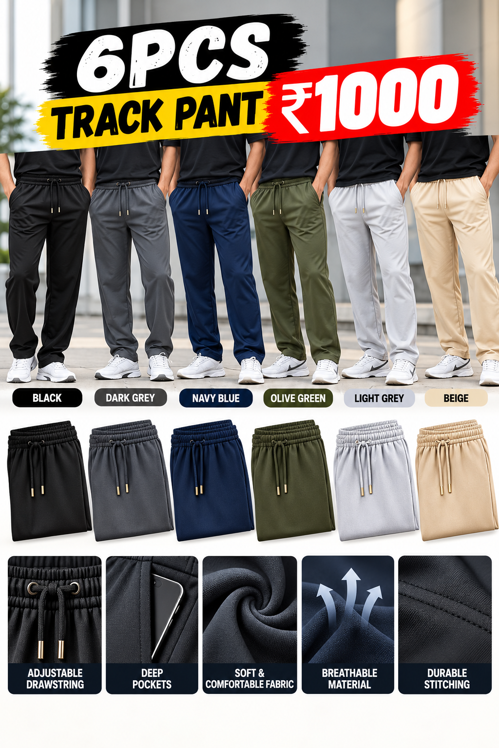 6PCS TRACK PANT