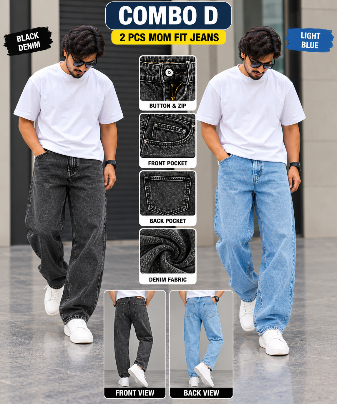 2PCS MOM FIT JEANS
